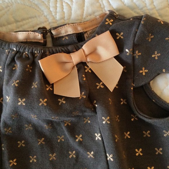 CATHERINE MALANDRINO Baby Girl Dress, Charcoal & Peach, Size US 12M - Picture 4 of 7